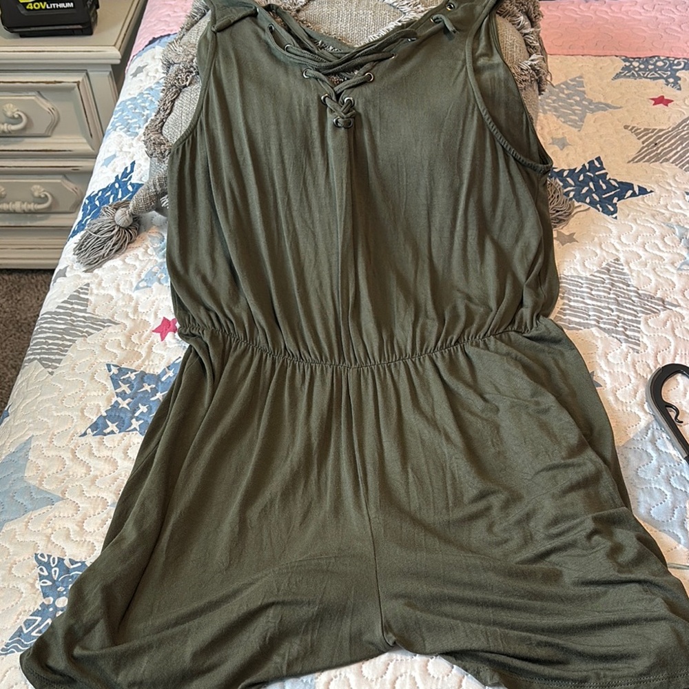 Olive Green Sleeveless Romper